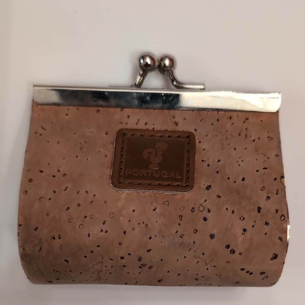 Brown Cork Coin Purse with Silver Clasp